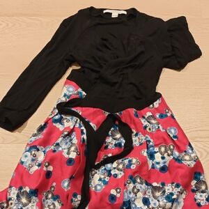 Diane Von Furstenberg Black and Pink Floral Dress